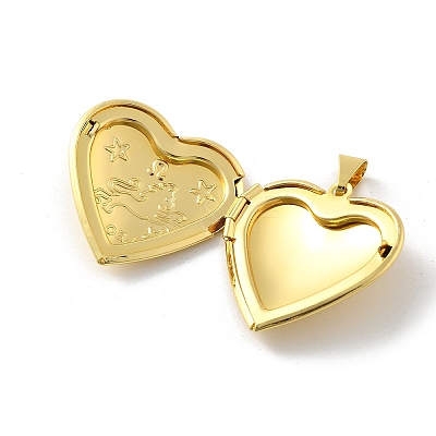 Brass Locket Pendants KK-C092-25G-03-1