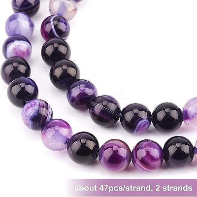 2 Strands Natural Striped Agate/Banded Agate Bead Strands G-OC0002-24-1