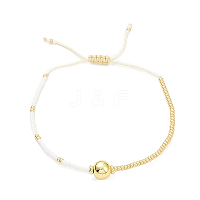Adjustable Miyuki Seed & Brass Braided Beaded Bracelets for Women BJEW-O187-16-1