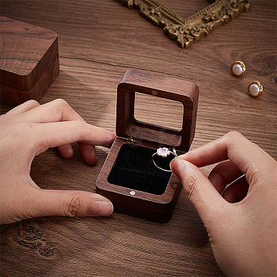 Square Wood Ring Storage Boxes CON-WH0087-52A-1