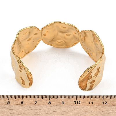 Hammered 304 Stainless Steel Cuff Bangles for Women BJEW-P362-02G-1