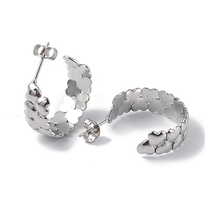Non-Tarnish 304 Stainless Steel Heart Wrap Stud Earrings EJEW-I284-01P-1