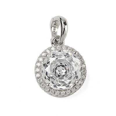 925 Sterling Silver Pave Cubic Zirconia Pendants STER-B009-01A-04-1