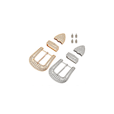 2Sets 2 Colors Alloy Buckle with Rhinestonr Sets AJEW-BC0007-48-1