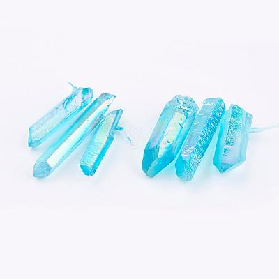 Electroplated Natural Quartz Crystal Graduated Beads Strands G-P315-A07-1