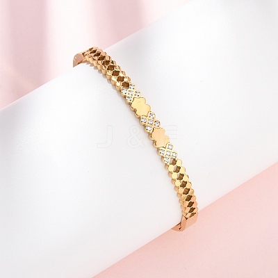 304 Stainless Steel Micro Pave Cubic Zirconia Hinged Bangles for Women BJEW-Z146-03G-1
