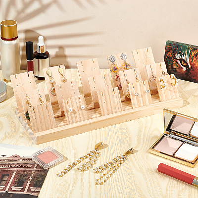 3 Rows Bamboo Earring Display Stands EDIS-WH0021-02-1