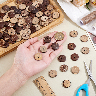 200Pcs Coconut Buttons BUTT-ME0001-25A-1
