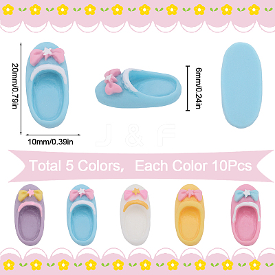 50Pcs 5 Colors Opaque Resin Cabochons RESI-SC0002-66-1