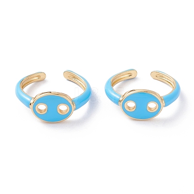 Brass Enamel Cuff Rings RJEW-A002-12G-1