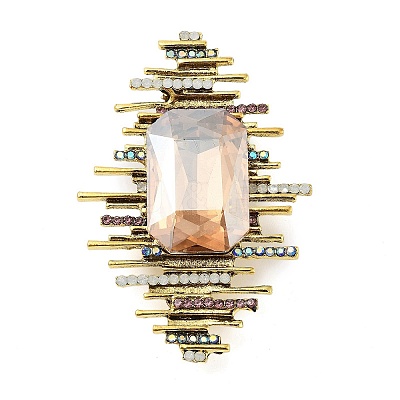 Rectangle Alloy Rhinestone Brooches for Backpack Clothes LS-JEWB-P042-06AG-1