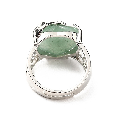 Natural Green Aventurine Adjustable Rings RJEW-P043-03P-15-1