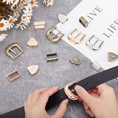 6 Sets 3 Colors Belt Alloy Buckle Sets FIND-WR0011-10-1