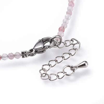 Natural Strawberry Quartz Beaded Necklaces NJEW-JN02492-06-1
