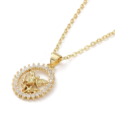Brass Micro Pave Cubic Zirconia Pendants Necklace LS-NJEW-I125-01B-1
