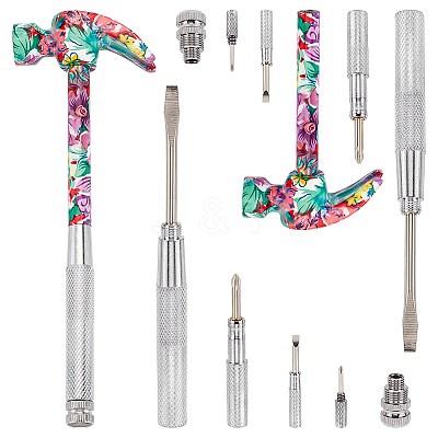 Flower Print Brass & Iron Hammer Set TOOL-WH0030-07P-1