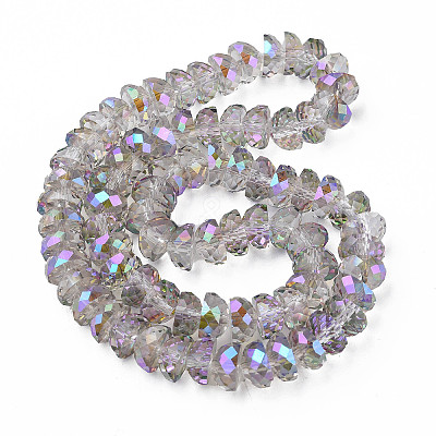 Electroplate Transparent Glass Beads Strands EGLA-N002-37-C02-1