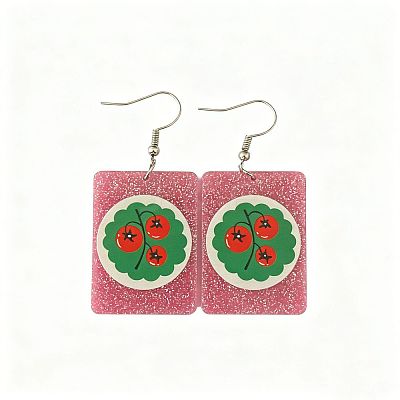 Acrylic Glitter Powder Dangle Earrings for Women WGA022A-04-1