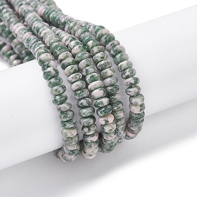 Natural Green Spot Jasper Beads Strands G-H292-A18-02-1