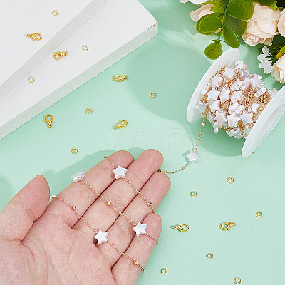 DIY Brass ABS Imitation Pearl Bead Handmade Chains Necklaces Making Kits DIY-HS0001-65C-1
