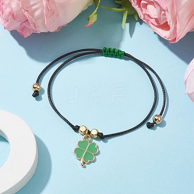 Alloy Enamel Clover Charm Bracelet BJEW-JB09962-1