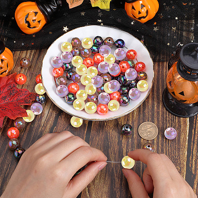 Halloween Theme 100Pcs 5 Colors Opaque Acrylic Beads MACR-SP0001-01B-05-1