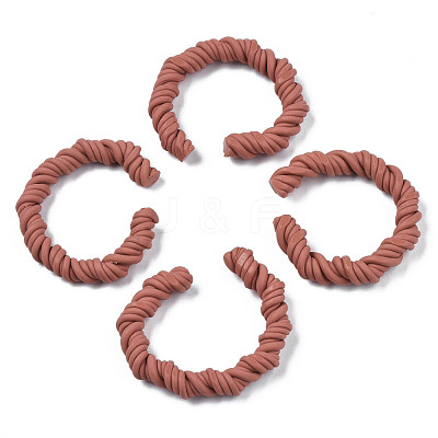 Polymer Clay Twist Rope Open Ring CLAY-N010-031-03-1