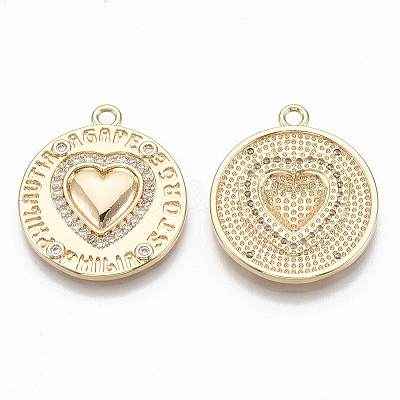 Brass Micro Pave Cubic Zirconia Pendants KK-T062-03G-NF-1