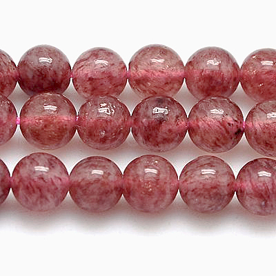 Natural Strawberry Quartz Beads Strands G-G448-6mm-10-1