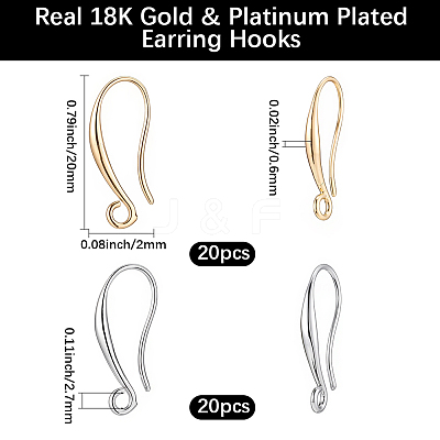 40Pcs 2 Colors Brass Earring Hooks KK-BBC0021-72-1