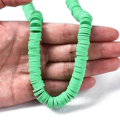 Flat Round Handmade Polymer Clay Beads CLAY-R067-10mm-06-1