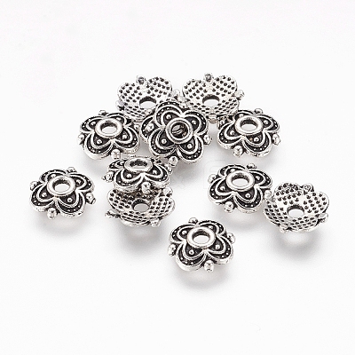 4-Petal Tibetan Style Alloy Flower Bead Caps LS-TIBE-S222-AS-NR-1