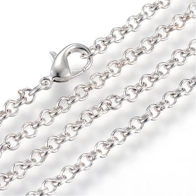 Iron Rolo Chains Necklace Making MAK-R015-45cm-P-1