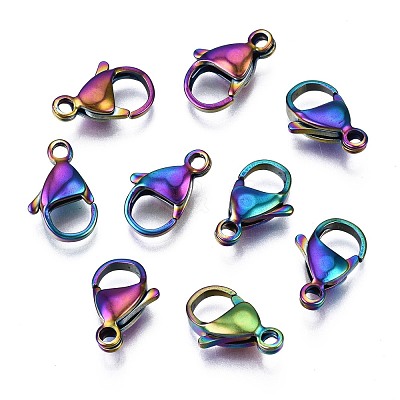 Ion Plating(IP) 304 Stainless Steel Lobster Claw Clasps STAS-S119-004-1