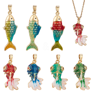 7Pcs 7 Styes Brass Rhinestone Pendants KK-AR0004-81-1