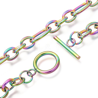 Unisex 304 Stainless Steel Figaro Chain Necklaces NJEW-H215-03MC-1