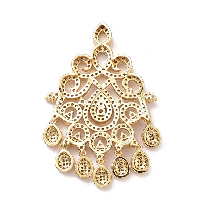 Eco-friendly Brass Micro Pave Clear Cubic Zirconia Big Pendants KK-D079-01G-1