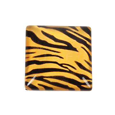 Mosaic Printed Glass Square Cabochons GGLA-N001-10mm-G-1
