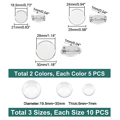 DIY Blank Dome Brooch Making Kit DIY-UN0004-73-1