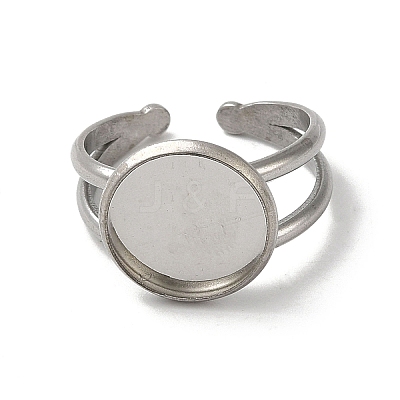 Non-Tarnish 304 Stainless Steel Cuff Ring Settings STAS-E202-02C-P-1