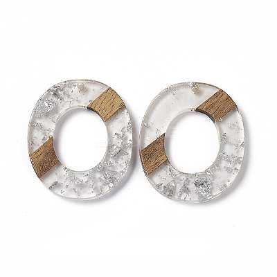 Transparent Resin & Walnut Wood Pendants RESI-M027-01K-1