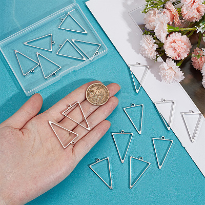 16Pcs 304 Stainless Steel Open Back Bezel Triangle Pendants STAS-UN0057-57-1