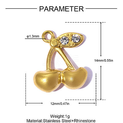 304 Stainless Steel & Rhinestone Pendants STAS-OY015-70G-1