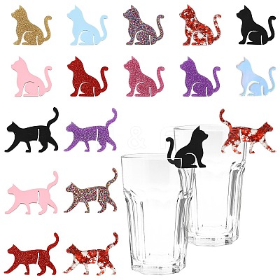 32Pcs 16 Styles Acrylic Wine Glass Charms AJEW-CJ0001-68-1