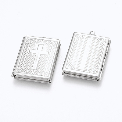 Tarnish Resistant 304 Stainless Steel Locket Pendants STAS-E144-010P-1