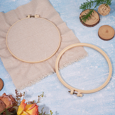 2Pcs Plastic Imitation Bamboo Cross Stitch Embroidery Hoops FIND-TADJ0001-03-1