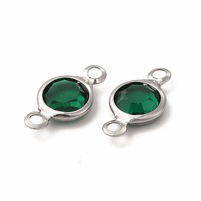304 Stainless Steel with Glass Connector Charms STAS-G305-08P-07-1