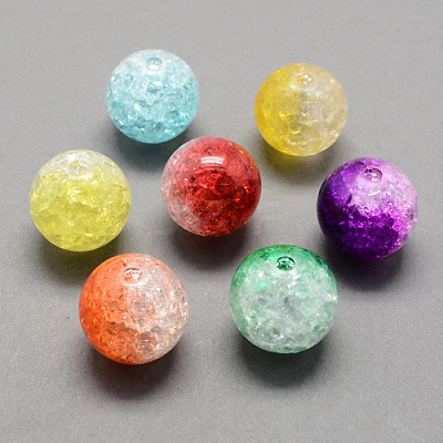 Two Tone Transparent Crackle Acrylic Beads CACR-R009-14mm-M-1