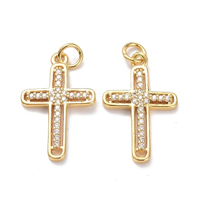Brass Micro Pave Clear Cubic Zirconia Pendants LS-ZIRC-L100-111G-1