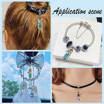 Clear Glass Bottle Natural & Synthetic Mixed Gemstone European Dangle Charms FIND-PH0007-64-1